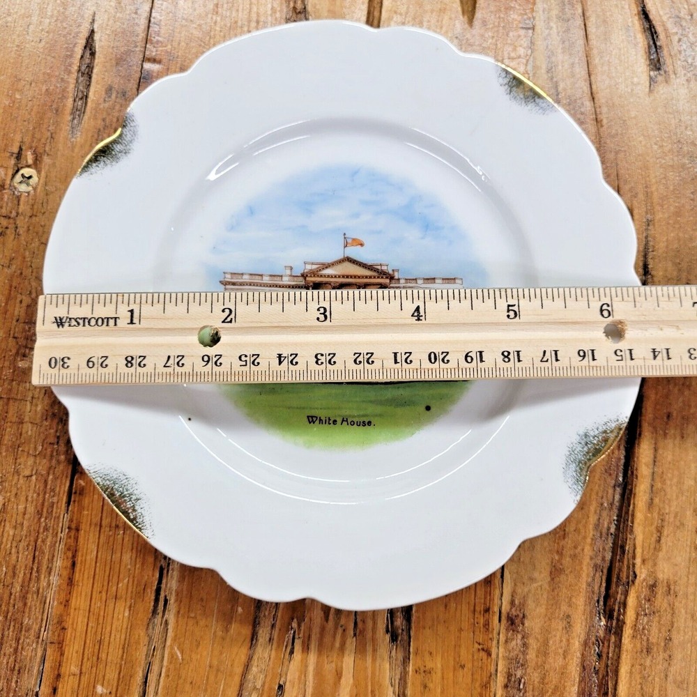 Antique The White House Souvenir Cabinet Plate Bavaria GH Crown Scalloped 6.5" - Picture 5 of 5